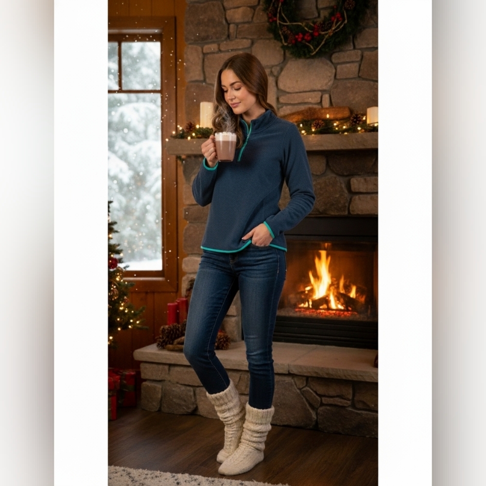 Rustic Ridge‎ Navy Blue Women's Turtleneck Pullover Sweater XL New